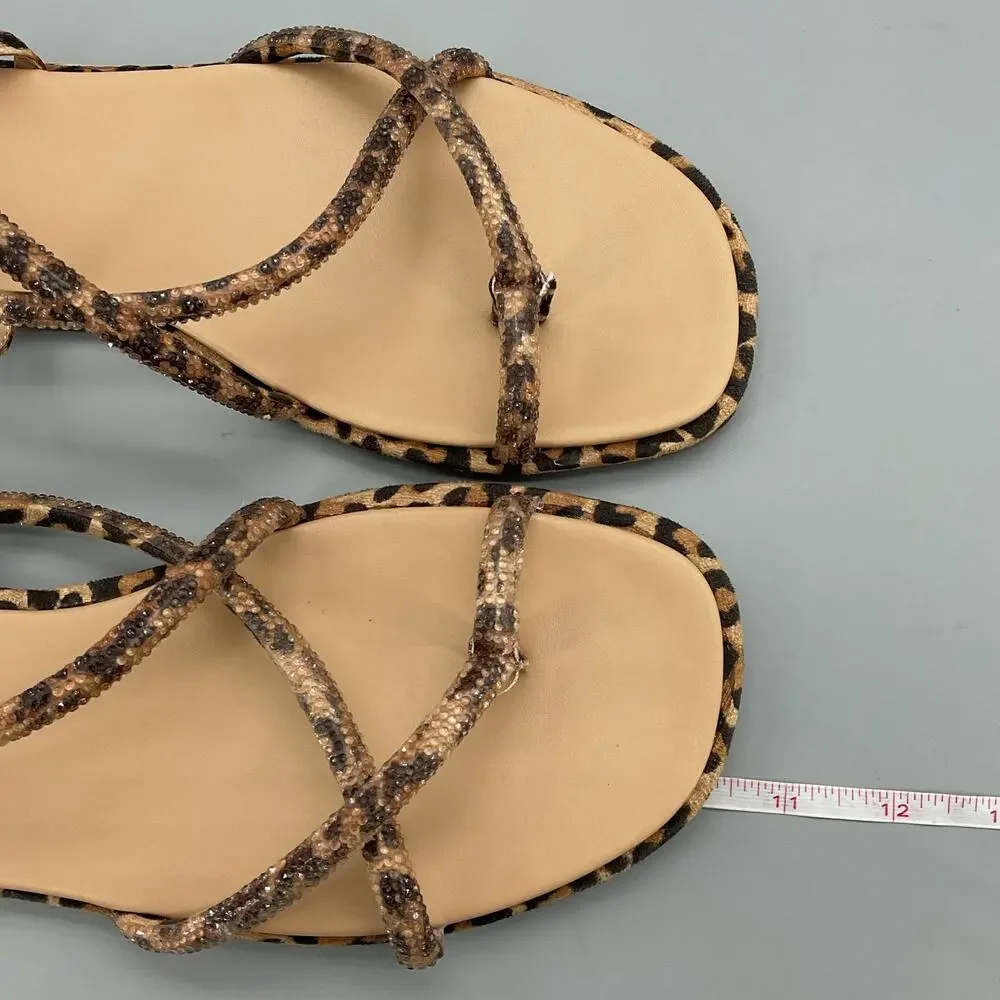 NEW Kenneth Cole Reaction Women’s Waltz Strappy Flat Sandals Leopard Size 8M